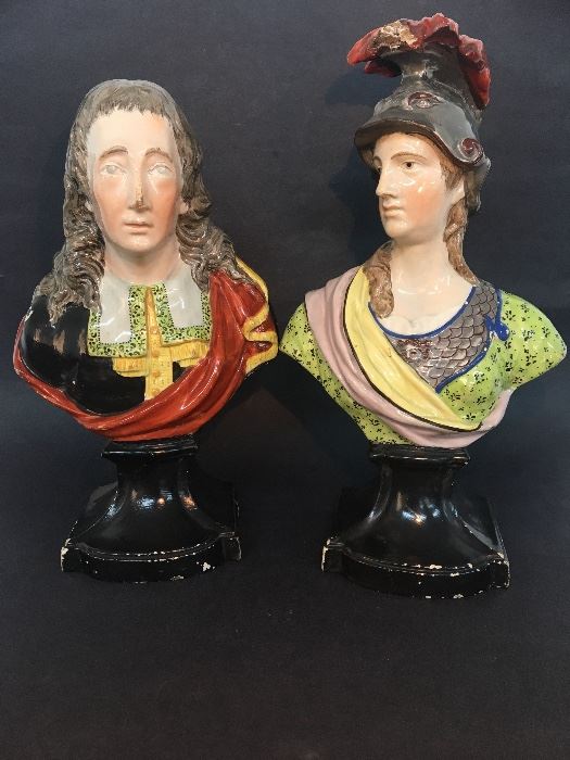 Staffordshire Milton and Minerva Busts, early 1800's