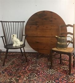 Antique Windsor Arm Chair, Antique Pine Hutch table