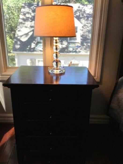 Pottery Barn Nightstand w/Glass Table Lamp