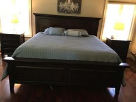 Pottery Barn "Hudson" King Bed w/ 2 Nightstands