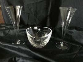 Tiffany Champagne Flutes & Candy Dish