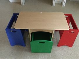 Kid's Play Table with Roll Out Box and 2 Chairs