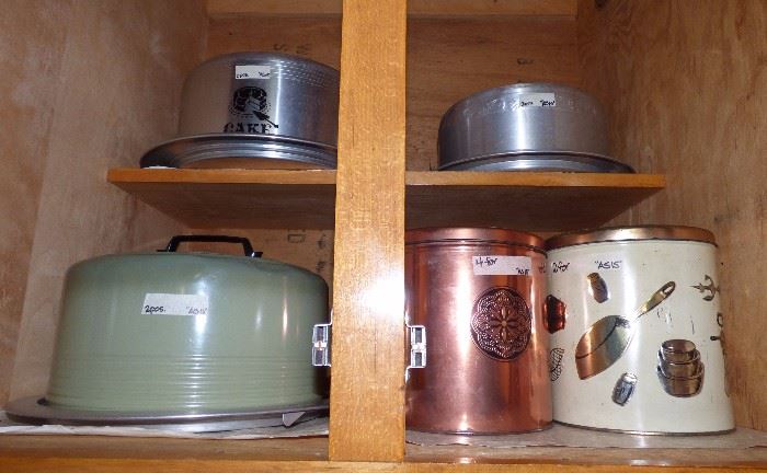 Vintage cake carriers, canisters