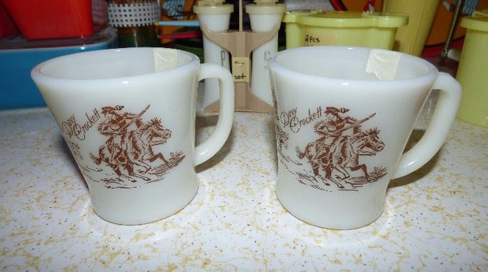Vintage Fire King Davy Crockett mugs