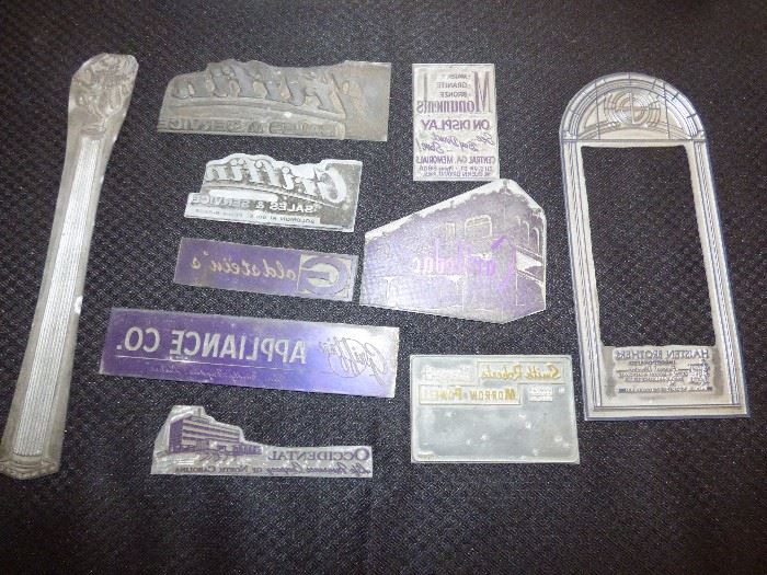 Vintage print block plates (Some of "Old Griffin" businesses) Russell Smith was the former Advertising Director of Griffin Daily News