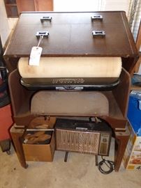 Vintage "Ironrite" presser with mahogany cover