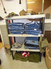 Men's Jeans, Vintage U S Army blanket, Boy Scout Canteen, 