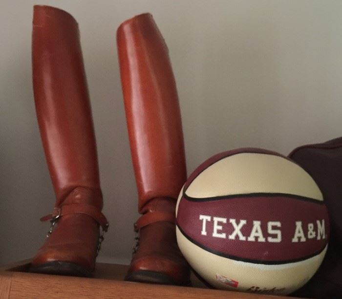 Texas A&M Senior Cadet Leather Boots and Maroon and White Basketball