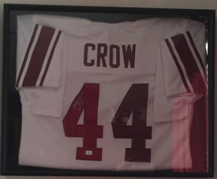 John David Crow #44 Autographed Texas A & M Throwback Jersey in a Black Shadow Box Frame