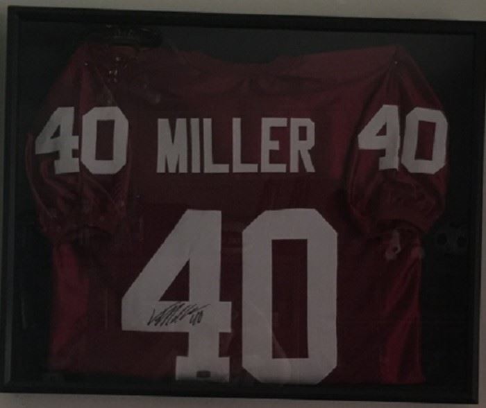 Von Miller #40 autographed A & M football jersey in a black shadow box frame