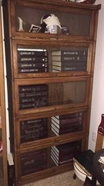 Globe-Wernicke Sectional Bookcase Made in Cincinnati:  Oak 5-Stack Barrister Book Cases (1 of 2) Full of Texas A & M Year Books