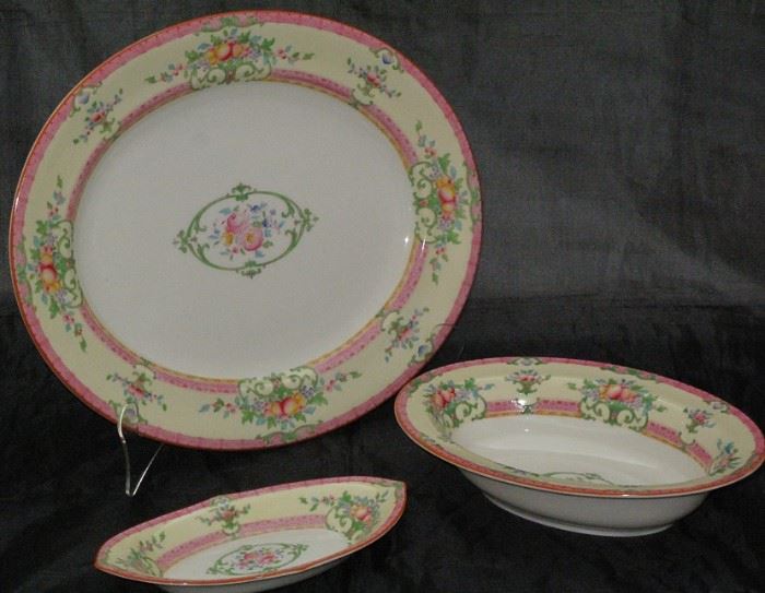 Royal Worcester "Cordova" China:  13" Oval Platter, 10" Oval Vegetable 2 ea., 6" Pickle Dish (4  ea)