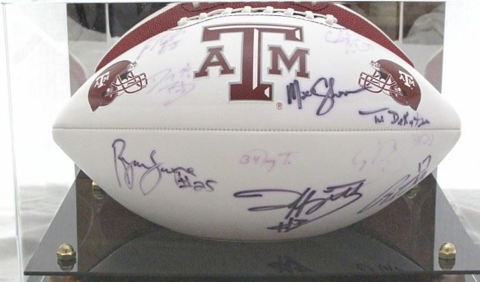 Texas A&M 2011 Football Team Autographed Football "Last Year of the Big Twelve" with Display Case 