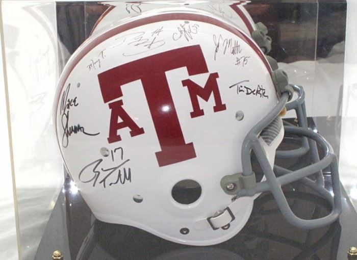 Texas A&M 2011 Football Team Autographed Helmet with Display Case