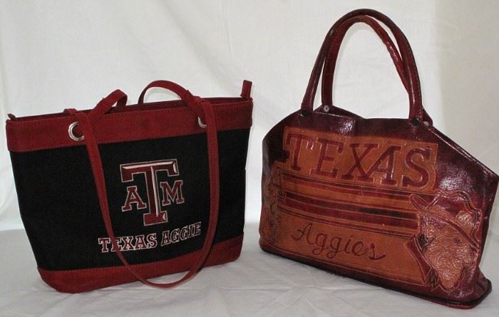 Texas A&M Embroidered Nylon Canvas Tote Bag and a Vintage Leather "Ole Sarge" Aggie Texas A&M Purse