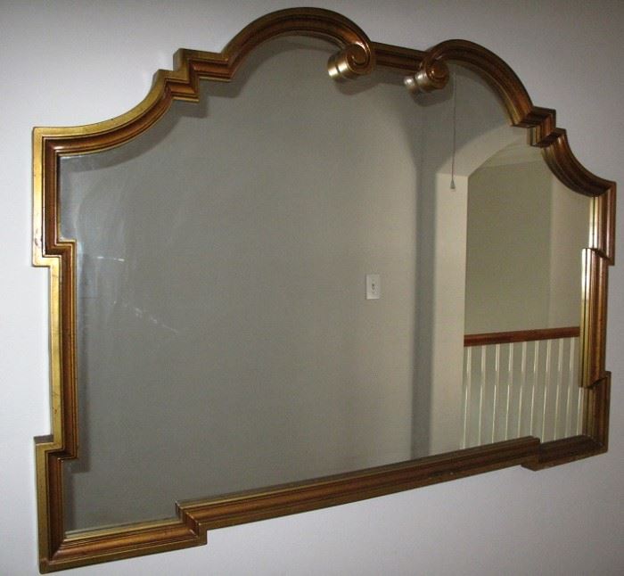 Large Gold Leaf Framed Decorative Wall Mirror (Angleview)