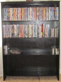 Black Painted 3-Shelf Bookcase shown with DVD Collection