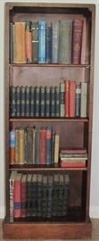 Vintage Mahogany Depression Era Narrow Bookcase with a selection of Old Books