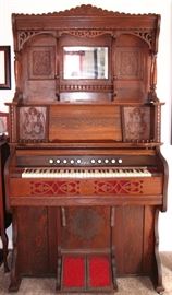 Antique Victorian Oak Pump Organ 1870-1900