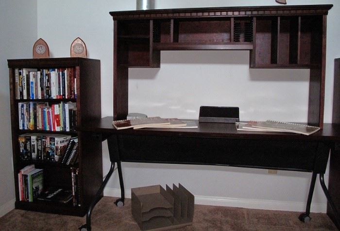 OSP Office Star Furniture Cherry Finish Computer Desk with 2 Matching Bookcases with 3 Adjustable Shelves 