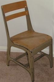 Vintage Metal with Wood Seat and Slat Back School Classroom Chair