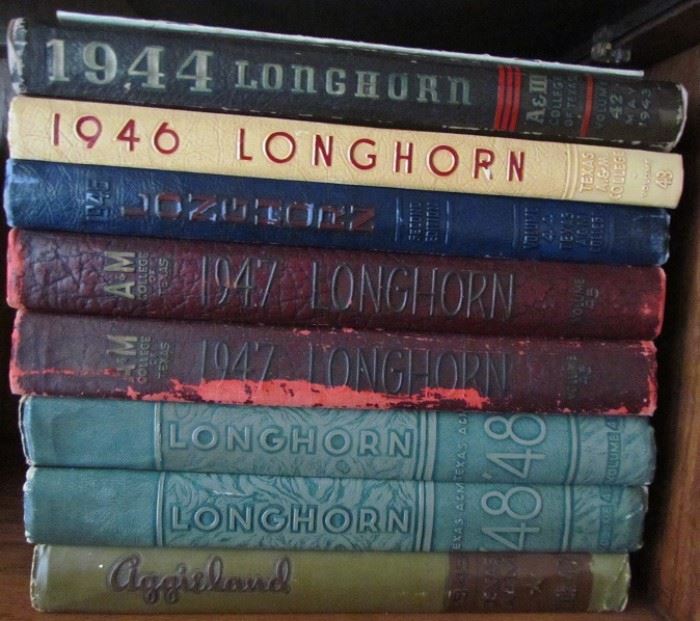 Texas A&M Longhorn Yearbooks (1940's).  In 1949 the yearbook changed from "Longhorn" to "Aggieland"