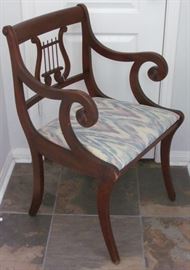 Vintage Mahogany Scroll Arm Lyre Back Arm Chair