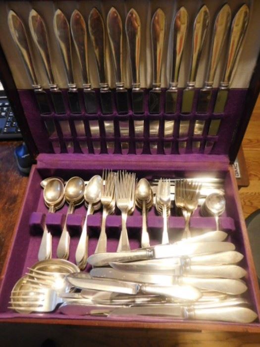 Large Tiffany Faunil sterling silver flatware set, 137 pieces. Some condition issues on a few. 10 place settings with serving pieces and extras.