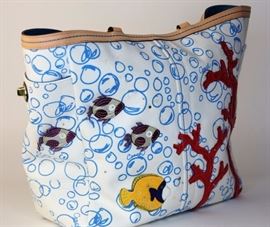 Lot 86. Coach Ocean Theme Canvas Handbag