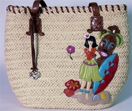 Lot 49. Straw and Leather Island Theme Tote