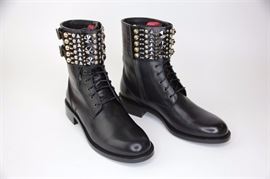 Lot 44. Rene Caovilla Studded Cuff Lace Up Boots
