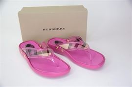 Lot 30. Burberry Pink House Check Flip Flops