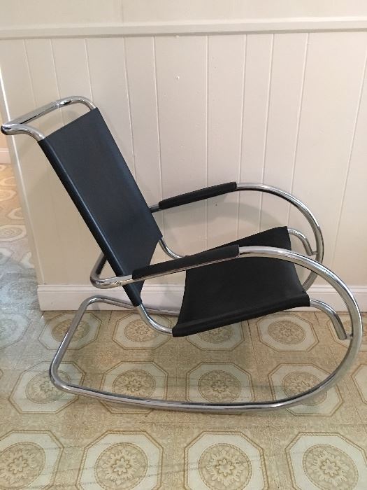 New chrome and leather modern rocker (1)