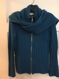 Sonia Rykel sweater with attached wrap around scarf