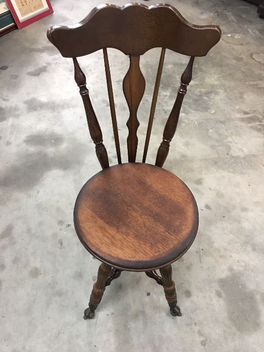 Antique adjustable mahogany music stool