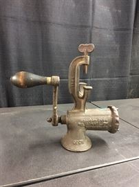 Antique cast iron meat grinder