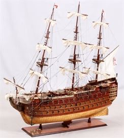 Lot#167, SCALE MODEL OF THE BRITISH MAN-OF-WAR THE H.M.S. VICTORY, H 50" L 61" D 14"British Man Of War ships model, H.M.S. Victory.