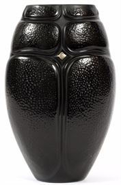Lot#1174, LALIQUE "SCARAB" CRYSTAL VASE, H 7.5", L 4.5", D 3.5"Black in color and marked "Lalique France".