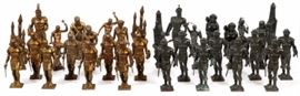 Lot#1178, BRONZE FIGURAL CHESS SET, H 8"-10"By artist. Original receipt available.  Each chess piece measures W.2"-4".