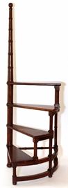 Lot#1419, MAHOGANY LIBRARY STEPS H 45" W 15" D 20" Curving mahogany library stairs. From The George and Penny Simon Collection, Grosse Pointe Farms, Michigan.