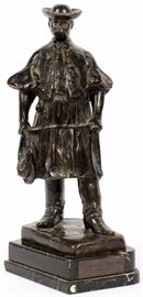 Lot#2011, KALMAN BESZEDES (BORN AFTER 1832-DIED AFTER 1893), BRONZE SCULPTURE, H 19 1/2", L 7 1/2", D 9", "MAGYAR LABDARUGOK SZOVETSEGE" Measurements with base.