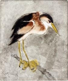 Lot#2039, CHARLES CULVER (AMERICAN, 1908-1967), PASTEL, H 14", W 12", "LEAST BITTERN" Bird on branch. Signed and dated. Frame size 24" x 21".