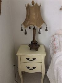 Nightstand and Morrocan Lamp. 