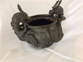 Antique Caste Iron Dragon Planter. 