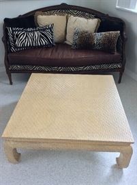 Baker Coffee Table. Old Country Lizard Settee. 