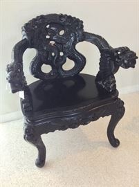 Chinese Rosewood Chair with Dragon arms. 