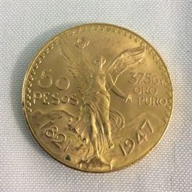 1821 - 1947 Mexico 50 Pesos Gold Coin. 37.5 Gr. Oro Puro. 