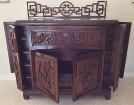 Asian Carved Dry Bar. 