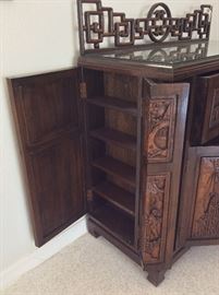 Asian Carved Dry Bar. 