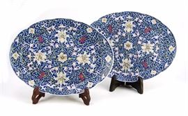 PAIR OF BLUE GROUND EGGSHELL DISHES
